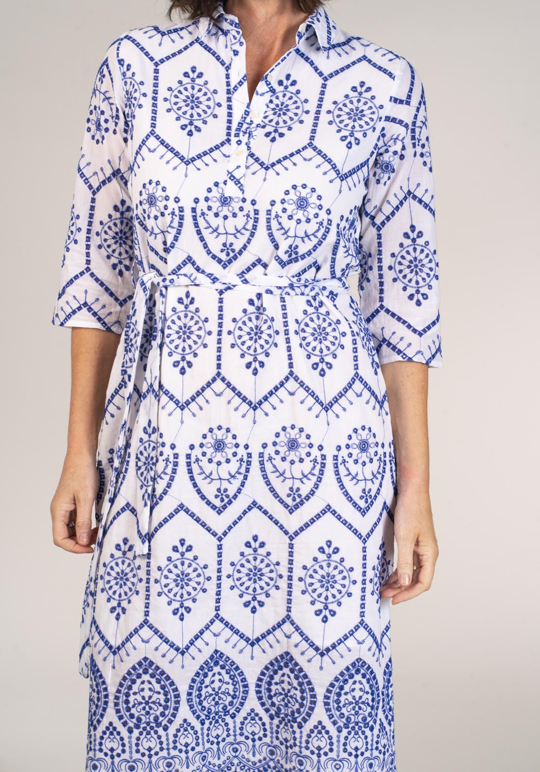 Naoise Embroidery Anglaise Shirt Dress - White 1 Shaws Department Stores