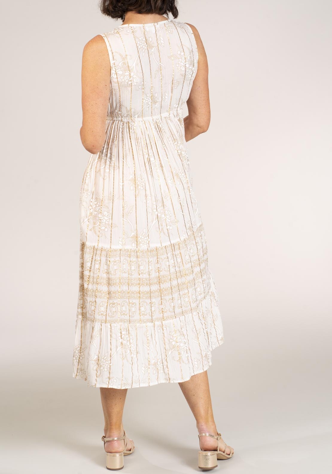 Naoise Sleeveless Rayon Crepe Dress - Beige 2 Shaws Department Stores