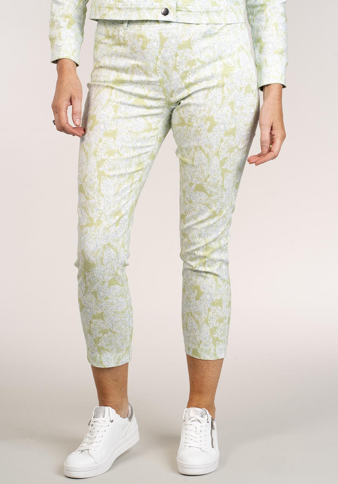 Tea Lane 3/4 Length Paisley Trousers - Lime 2 Shaws Department Stores