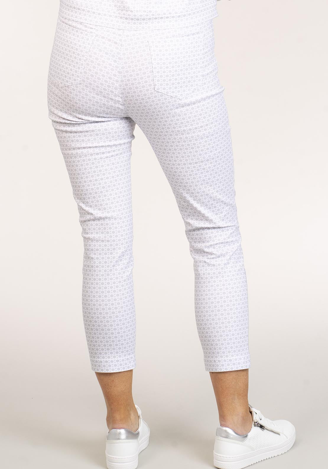 Tea Lane Bengaline Trousers W Geo Print - Grey 3 Shaws Department Stores