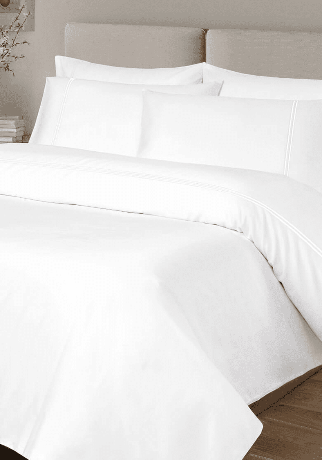 Heather & Ferne 300 Thread Count 100% Cotton Sateen Fitted Sheet - White 1 Shaws Department Stores