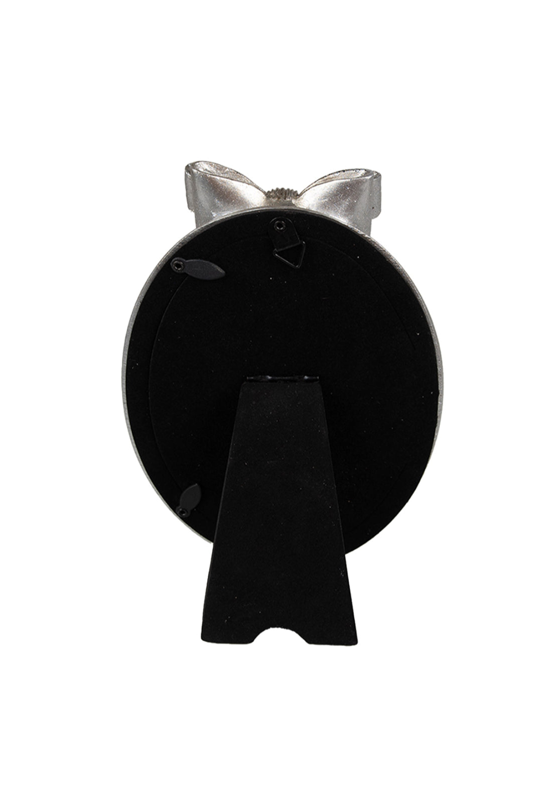 Oval Shape Photo Frame With Bow - Silver