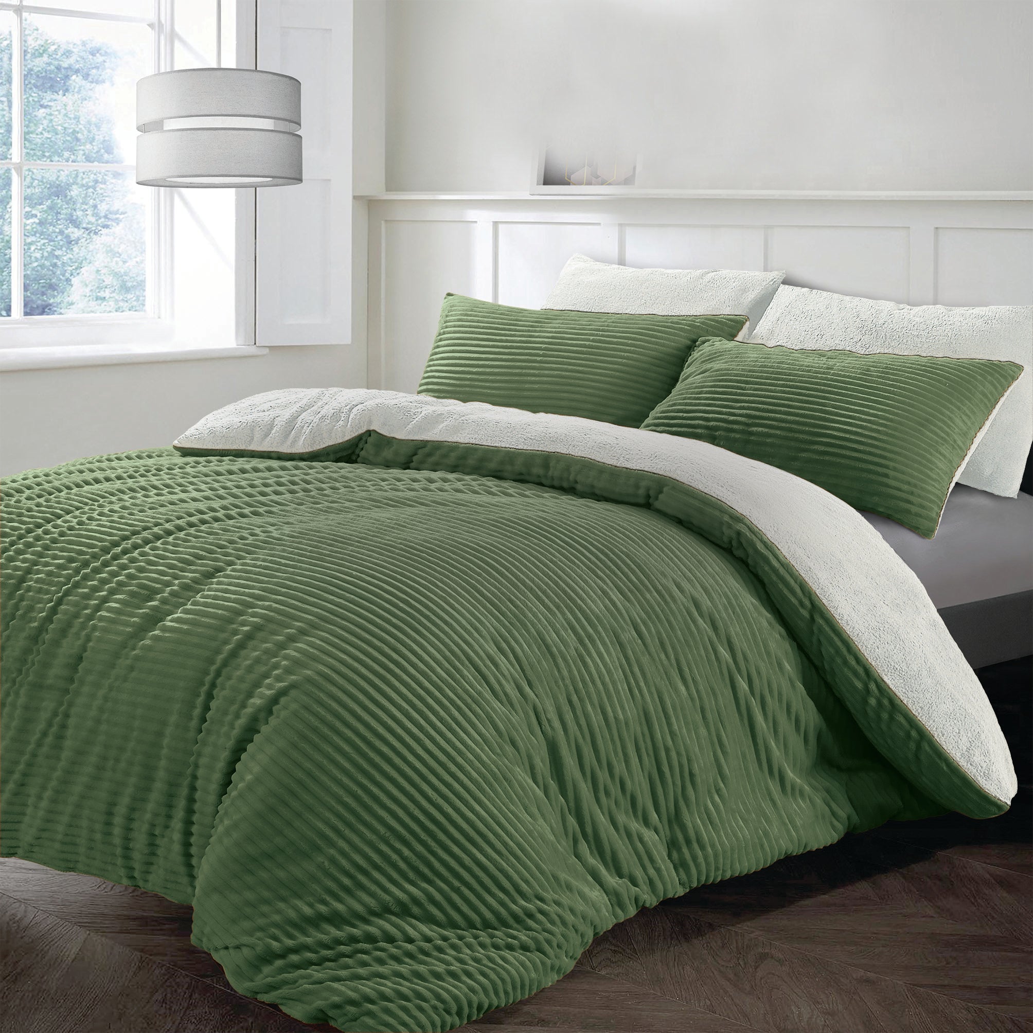 The Home Collection Cord Duvet Cover - Olive 1 Shaws Department Stores