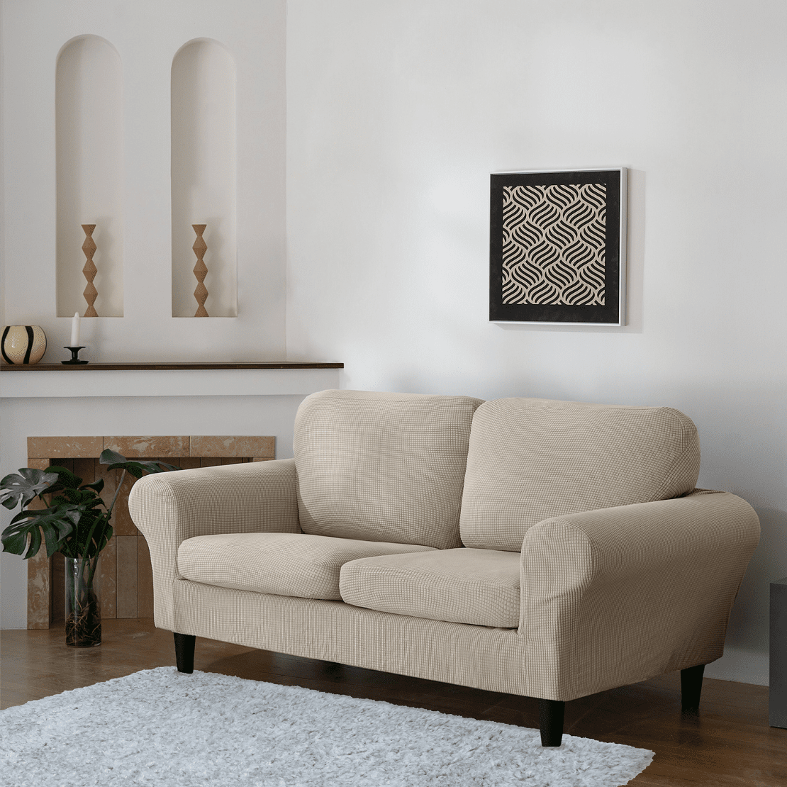 The Home Collection 2 SEATER DELBY SOFA COVER SET - Beige 1 Shaws Department Stores