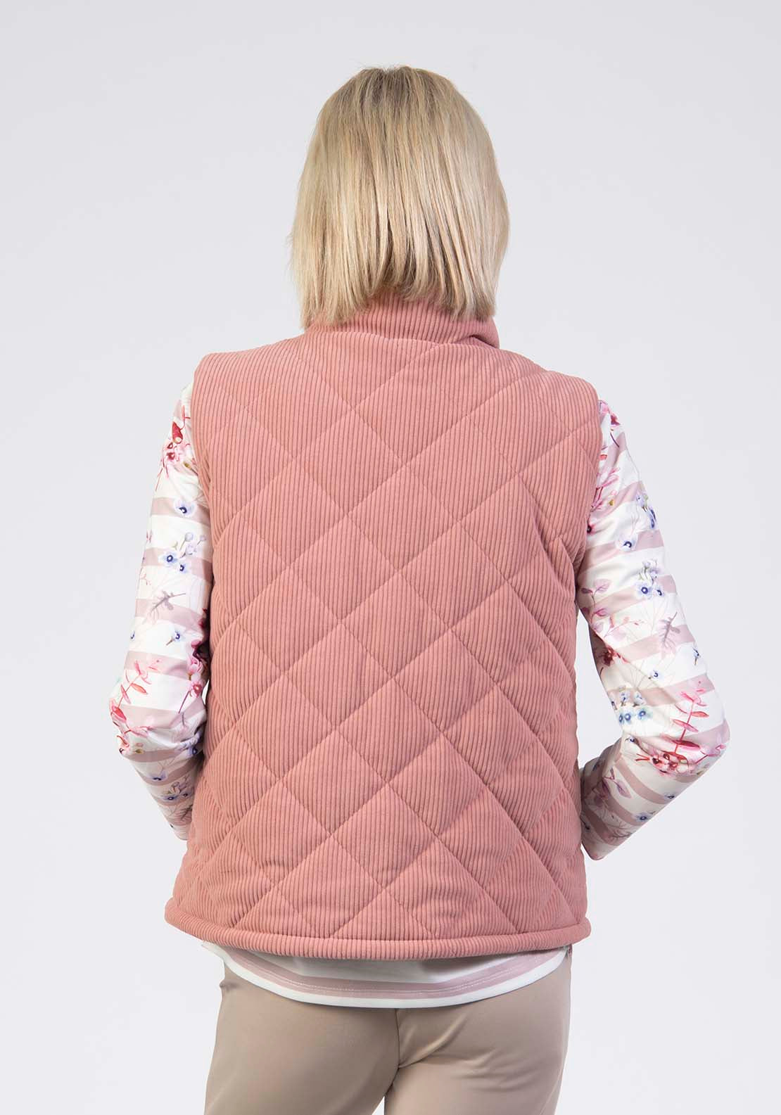 Tea Lane Quilted Cord Gilet - Pink 2 Shaws Department Stores