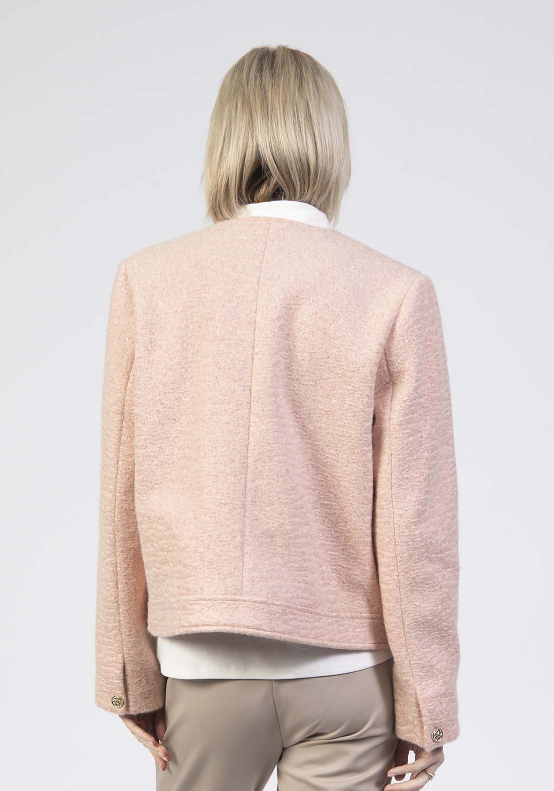 Short Gold Button Jacket - Pink