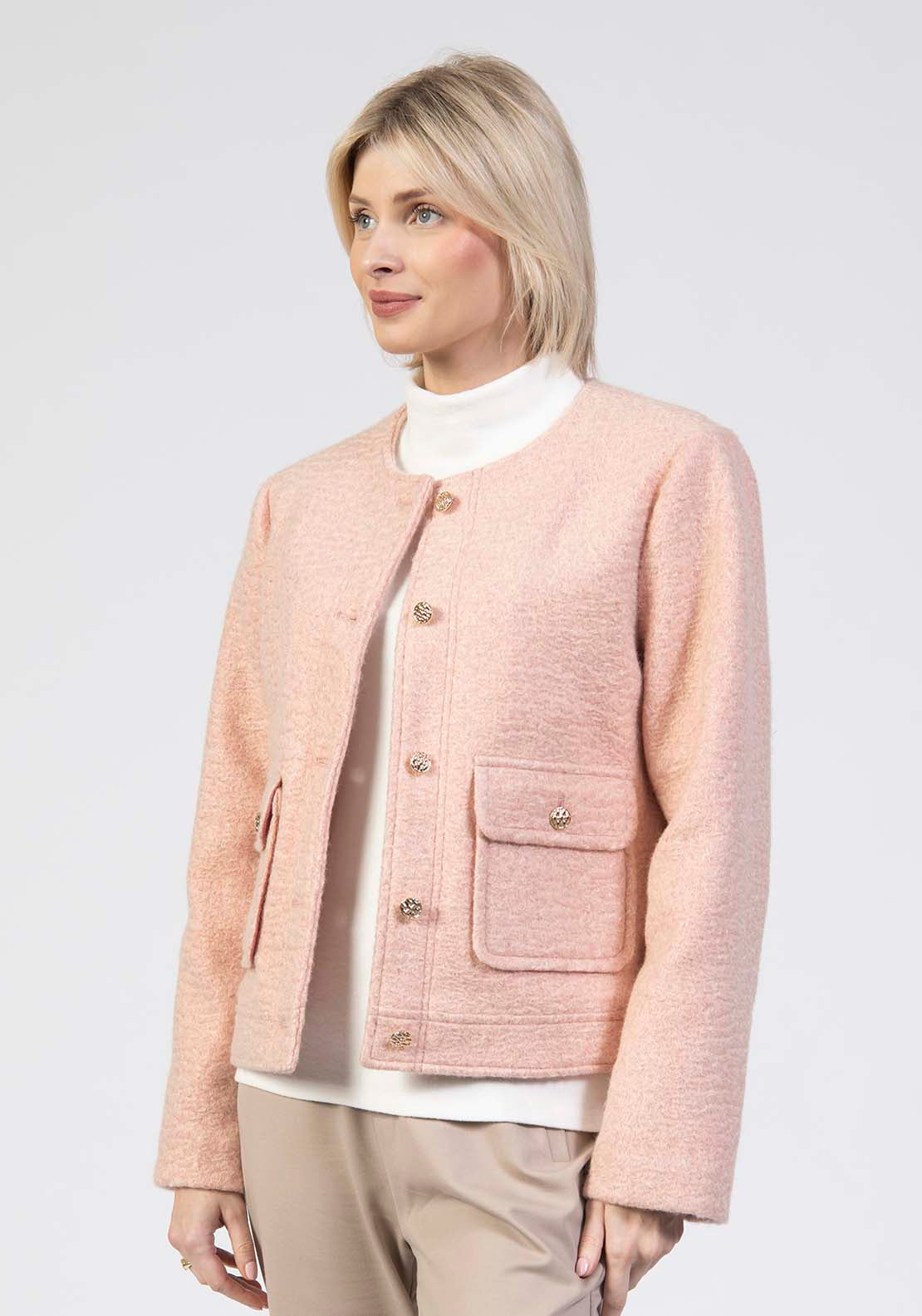 Short Gold Button Jacket - Pink
