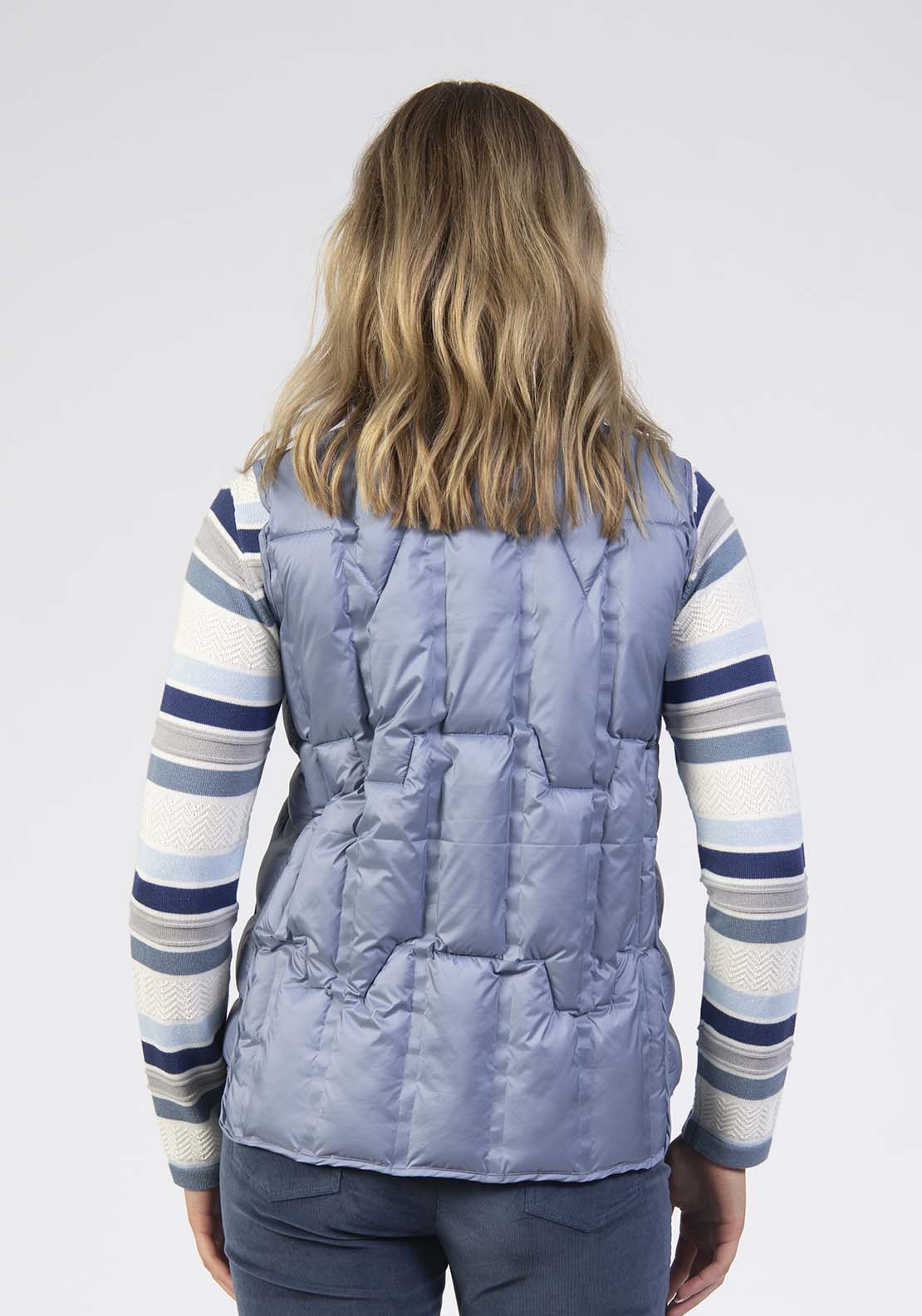 Tea Lane Quilted Collar Gilet - Blue 2 Shaws Department Stores