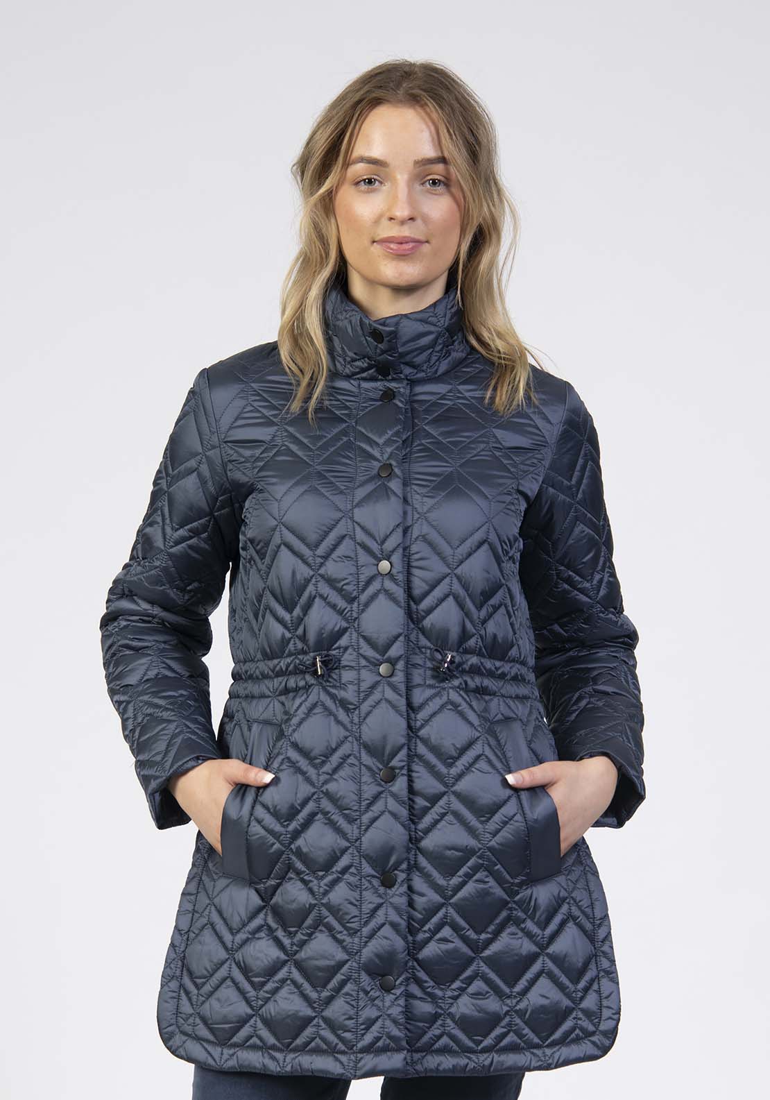 Shimmer Longline Padded Jacket - Blue