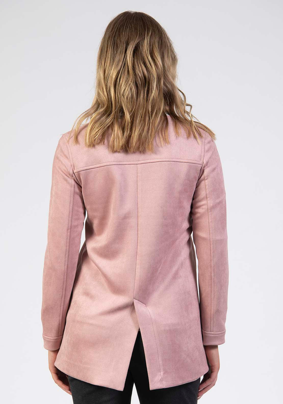 Tea Lane Suede Longline Jacket - Pink 2 Shaws Department Stores