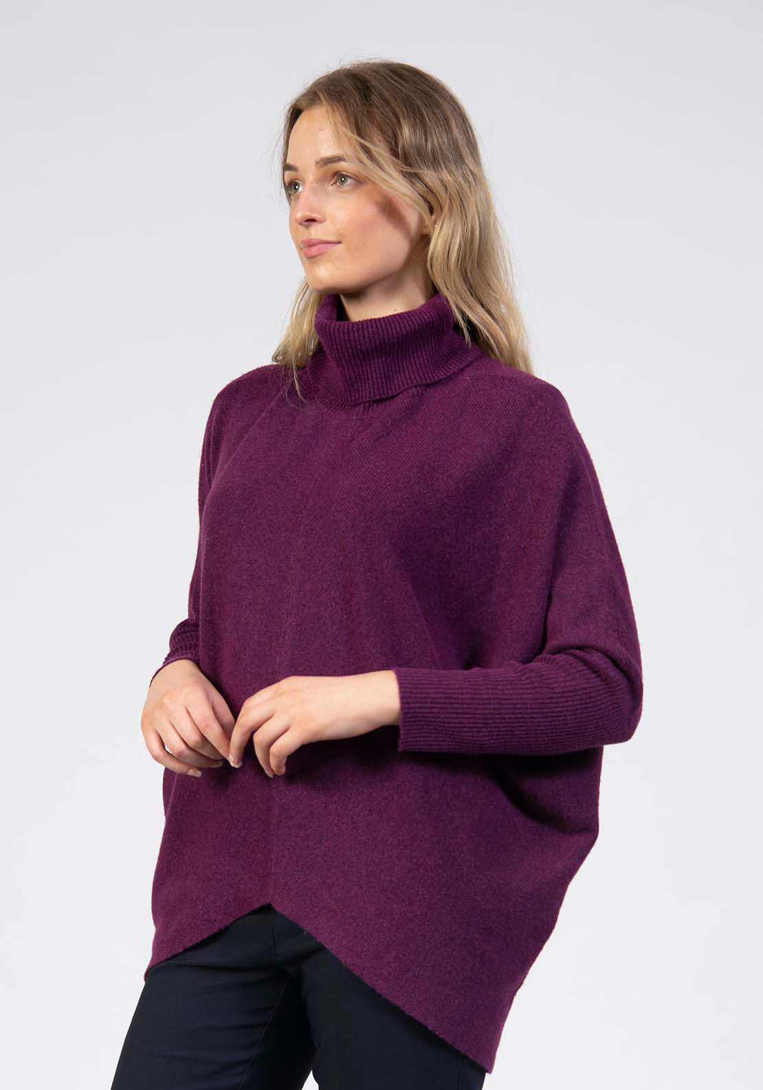Tea Lane Roll Neck Jumper With Asymmetrical Hem - Mulberry 3 Shaws Department Stores