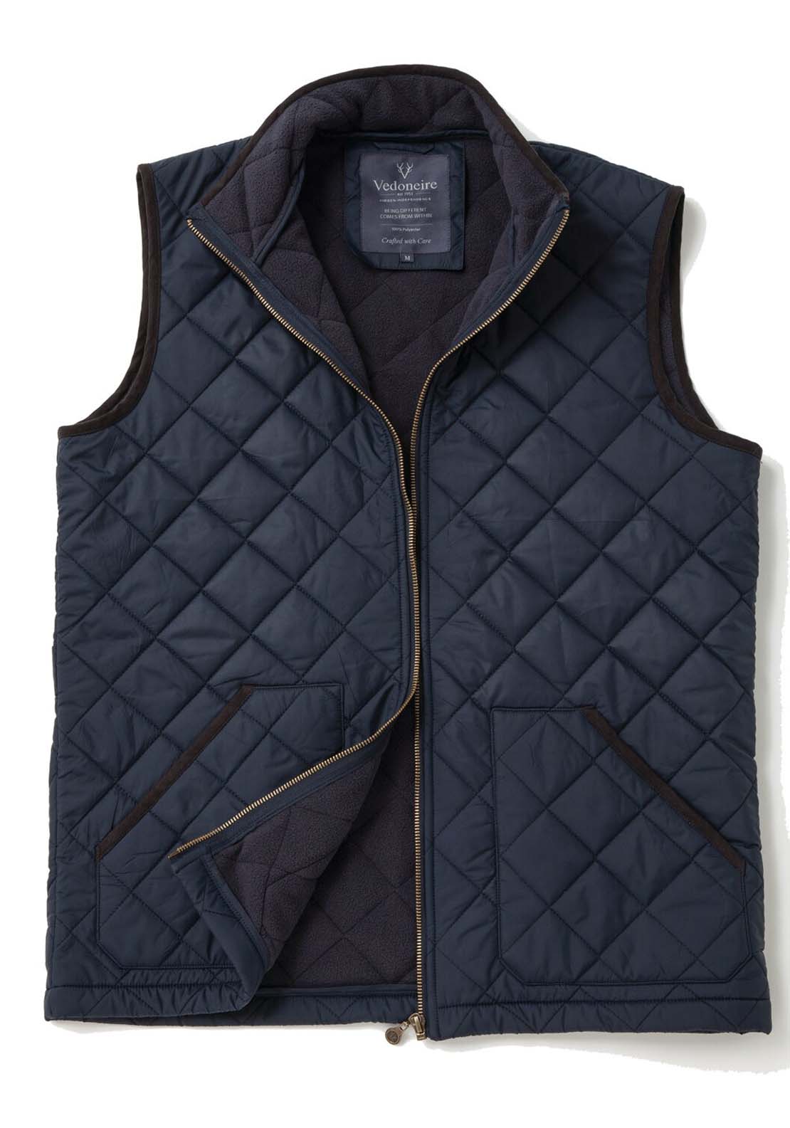 Vedoneire Fleece Lined Quilted Gilet - Navy 1 Shaws Department Stores