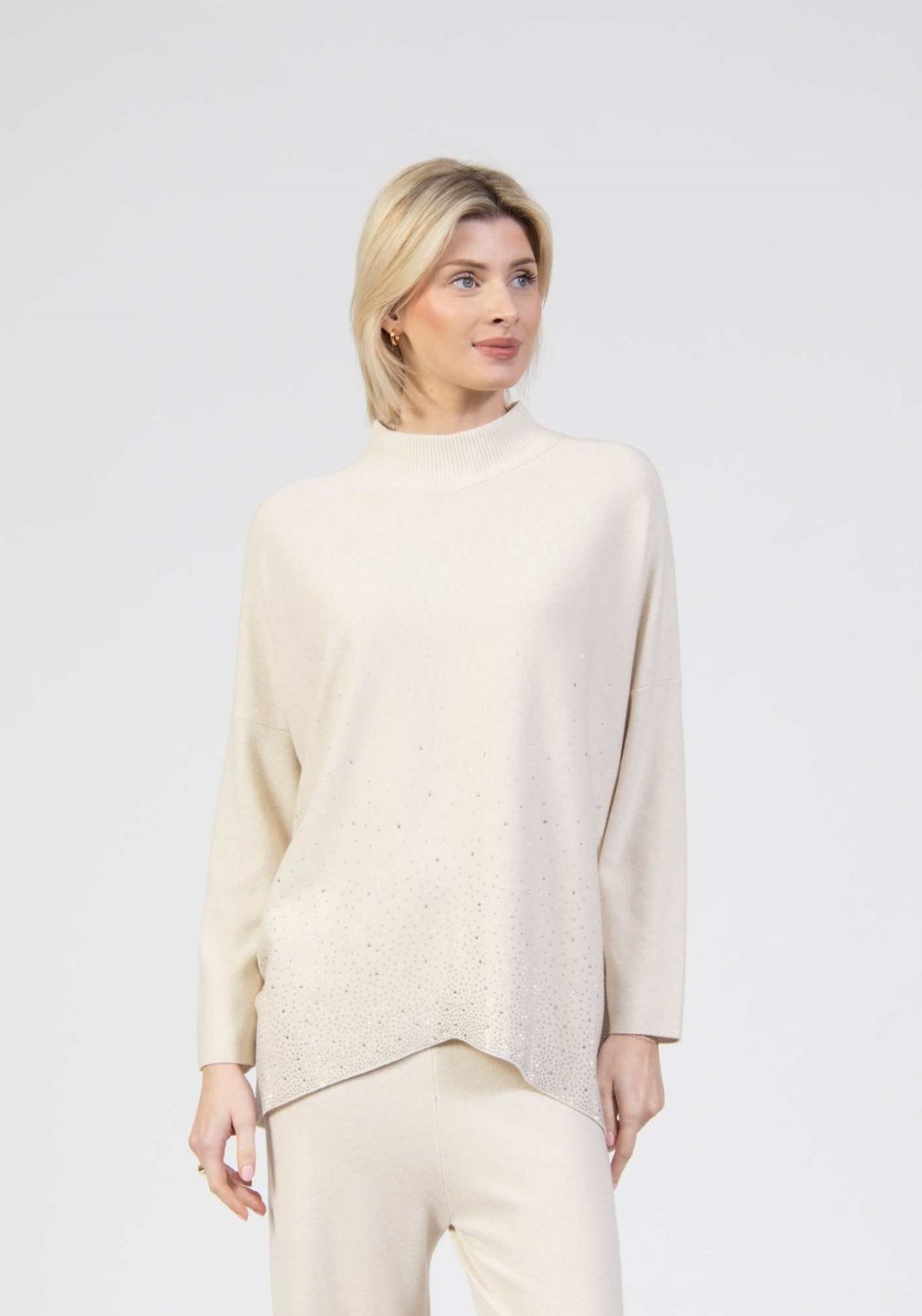 Tea Lane Embellished Batwing Knit - Grey 2 Shaws Department Stores