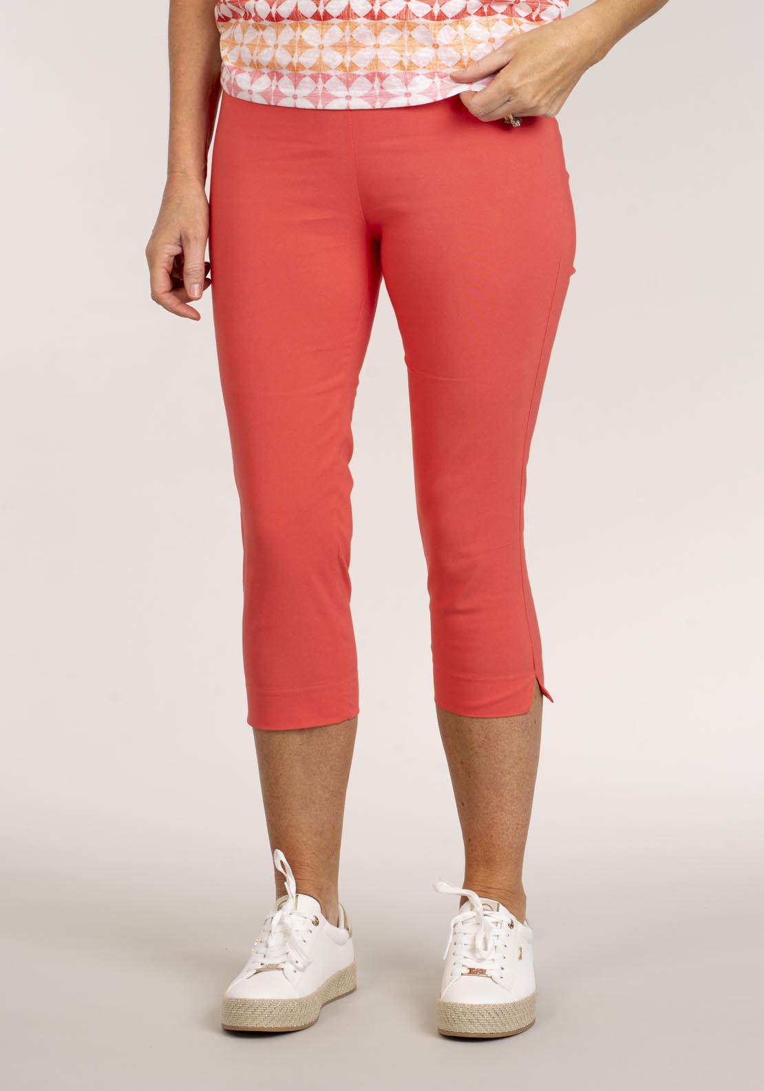 Tea Lane Slim Fit Basic Capri - Coral 3 Shaws Department Stores