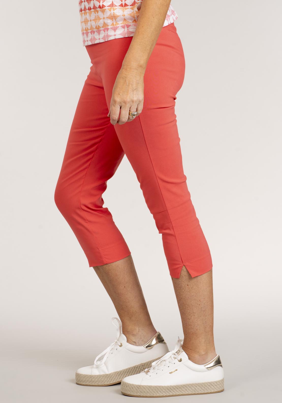 Tea Lane Slim Fit Basic Capri - Coral 2 Shaws Department Stores