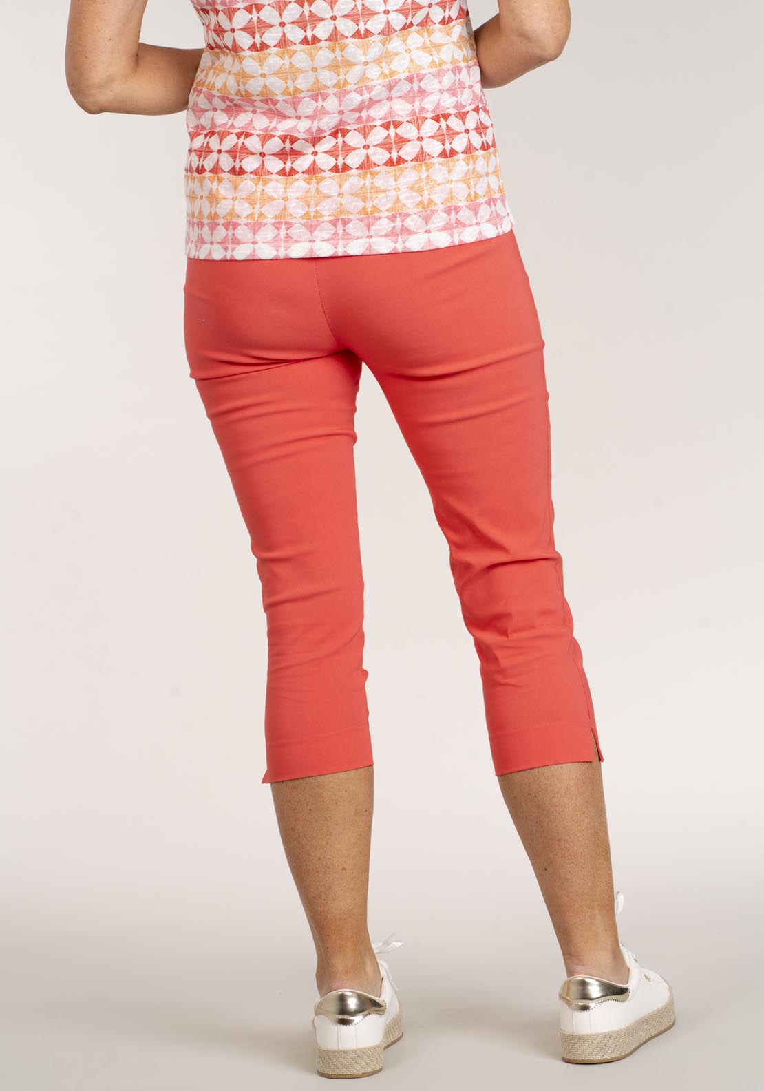 Tea Lane Slim Fit Basic Capri - Coral 5 Shaws Department Stores