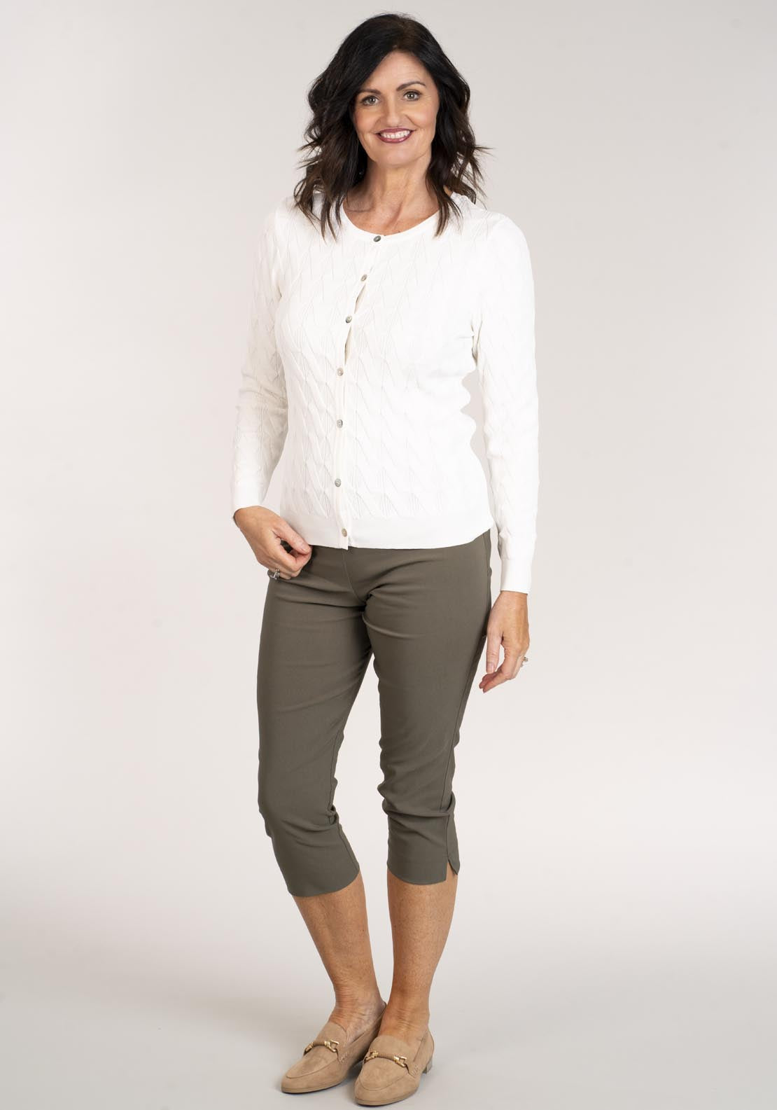 Tea Lane Slim Fit Basic Capri - Green 1 Shaws Department Stores