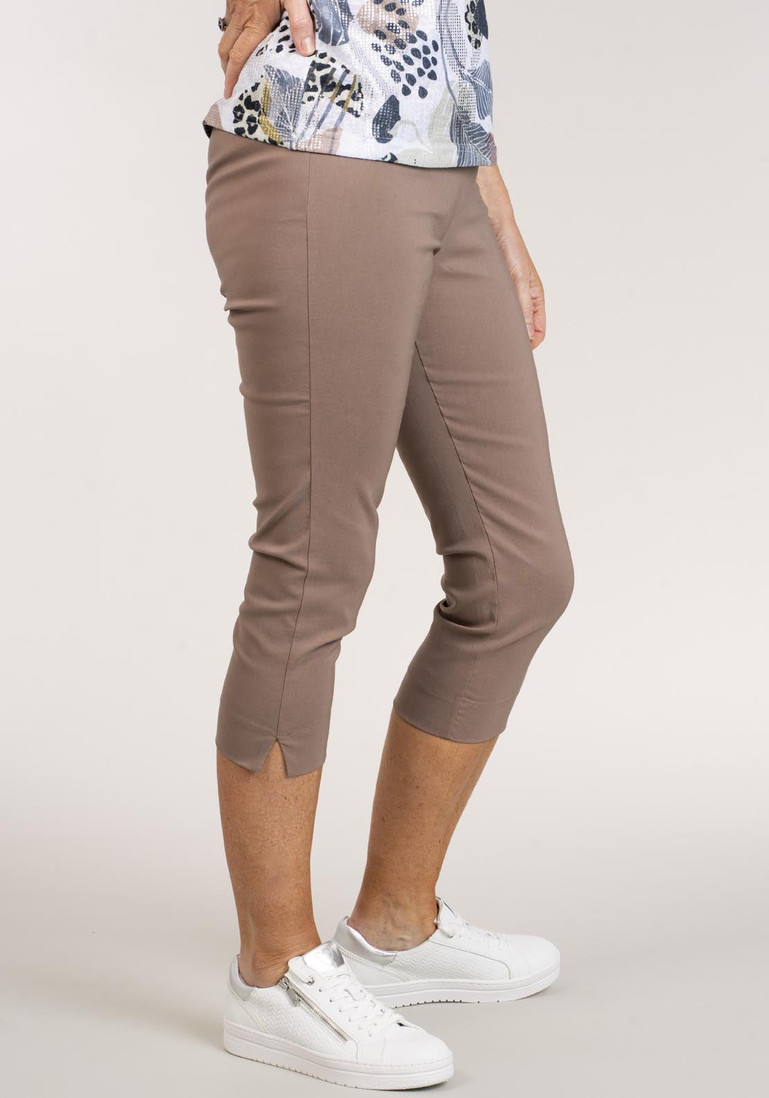 Tea Lane Slim Fit Basic Capri - Mink 5 Shaws Department Stores
