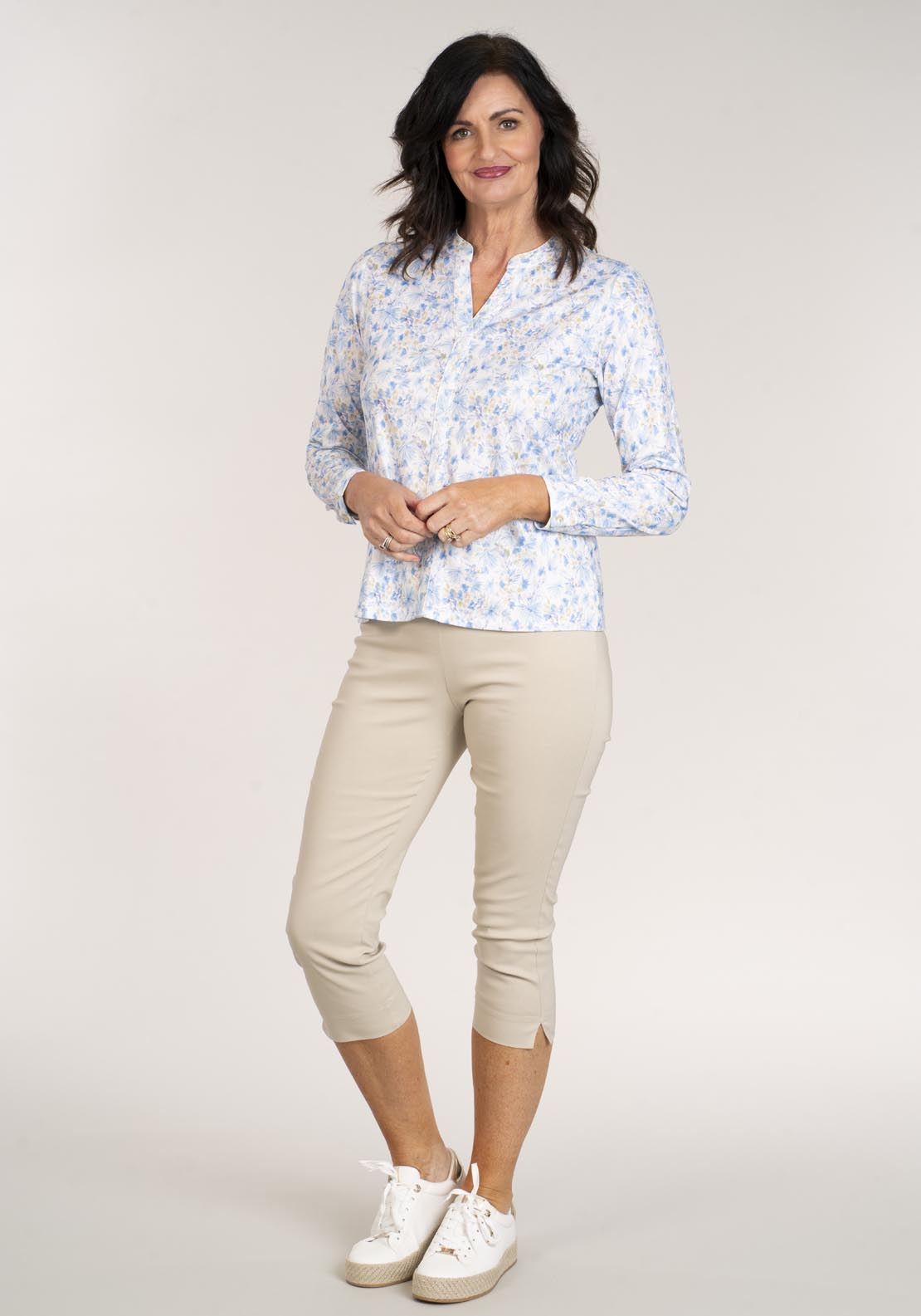 Tea Lane Slim Fit Basic Capri - Sand 1 Shaws Department Stores