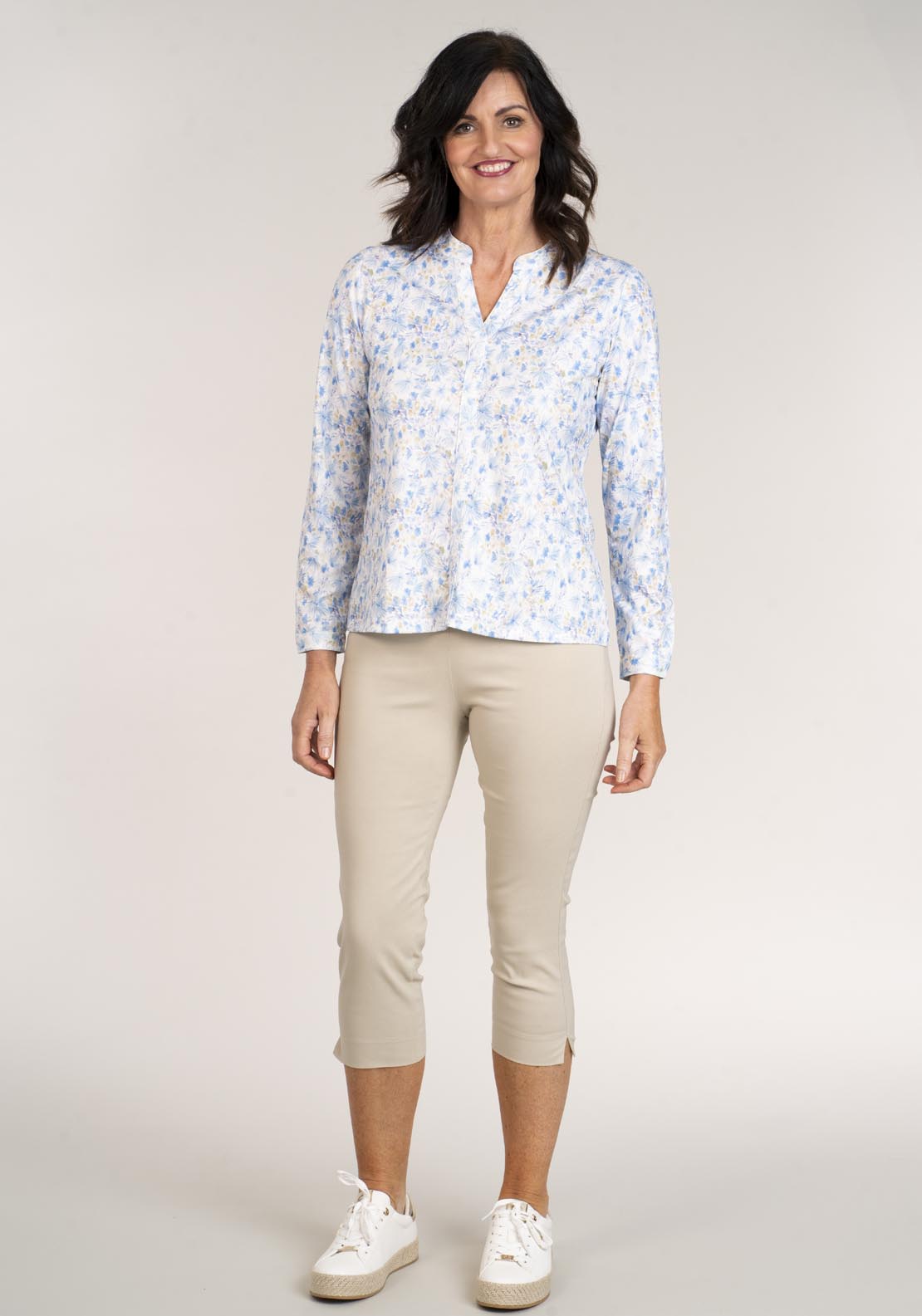 Tea Lane Slim Fit Basic Capri - Sand 4 Shaws Department Stores