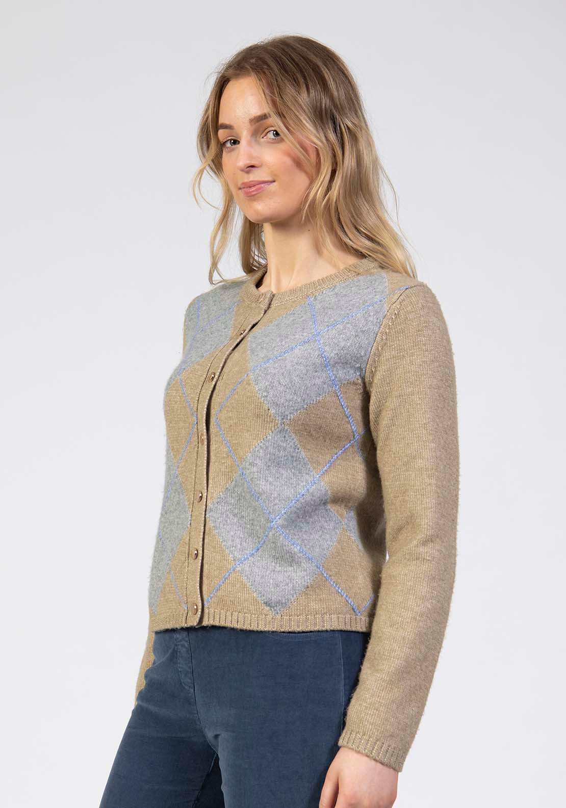 Argyle Cardigan - Grey