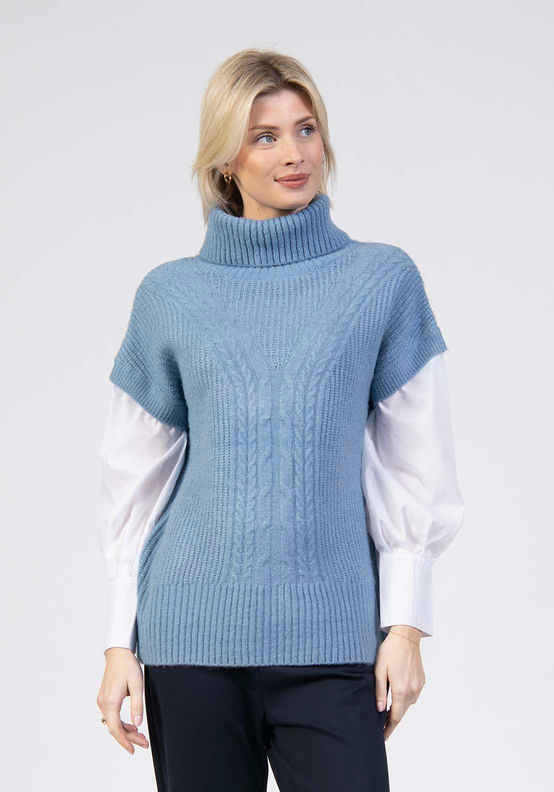 Turtle Neck Shirt Jumper - Blue