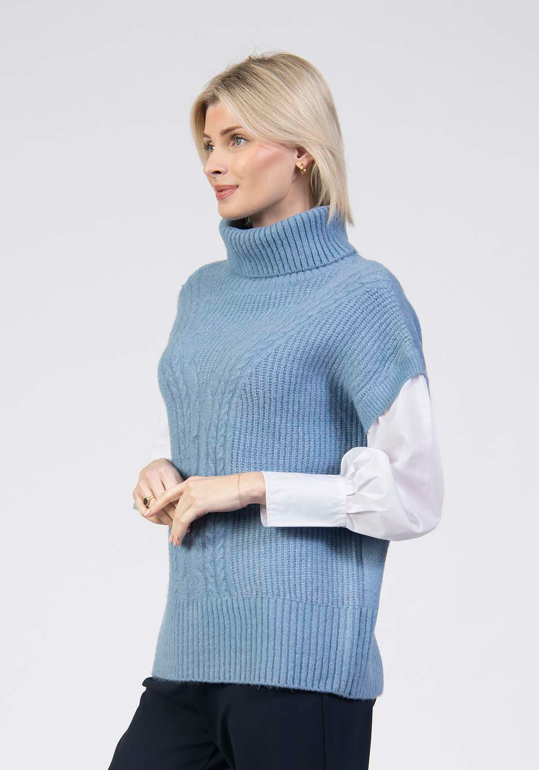 Turtle Neck Shirt Jumper - Blue