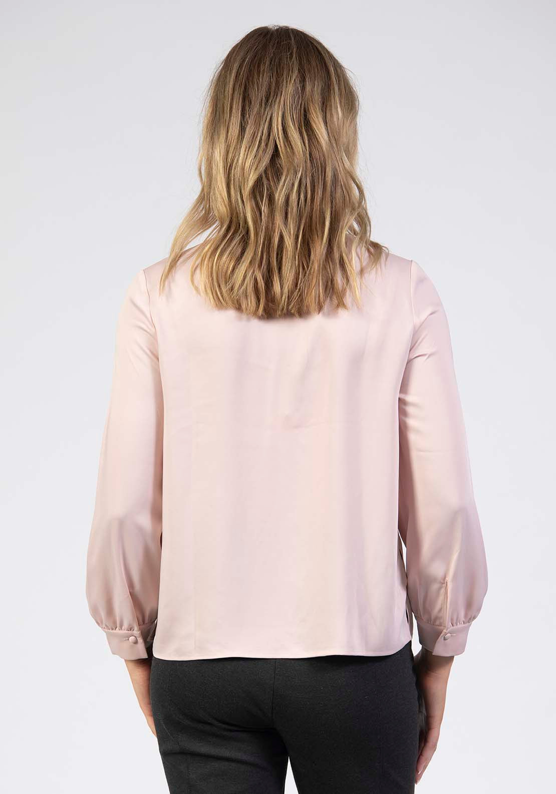 Tea Lane Pussy Bow Satin Blouse - Pink 2 Shaws Department Stores