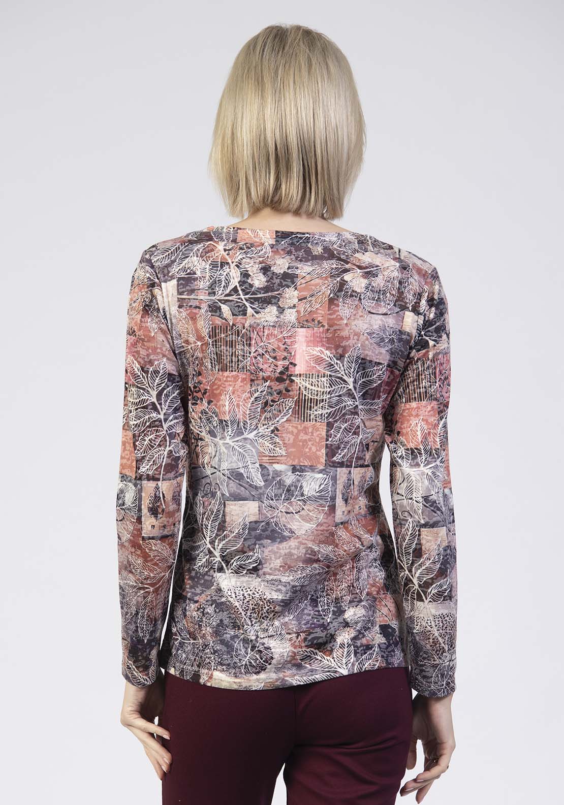 Tea Lane Long Sleeve Printed Patchwork Top - Pink 2 Shaws Department Stores