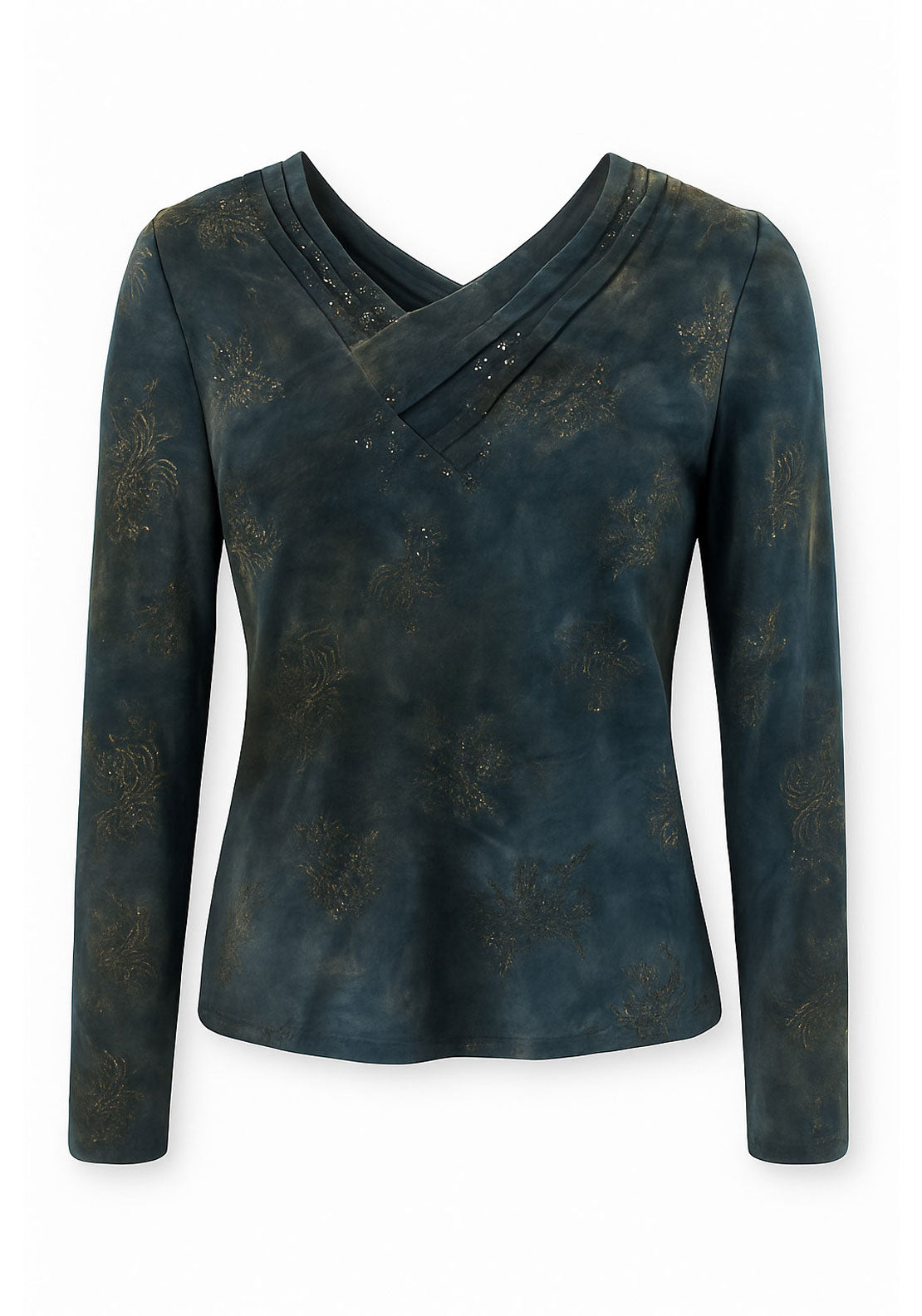 Tea Lane Long Sleeve Devore Floral Top - Grey 1 Shaws Department Stores