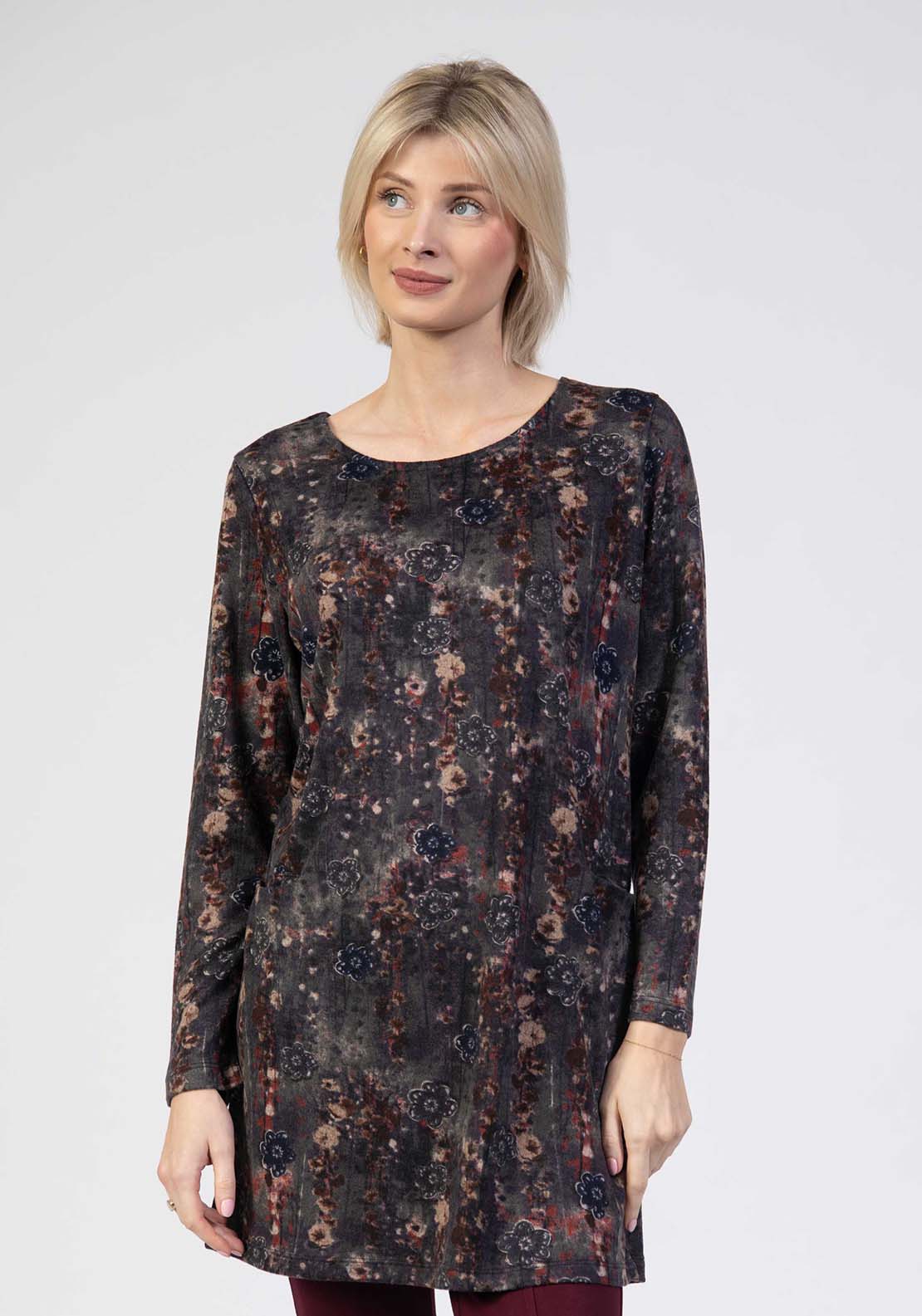 Tea Lane Jersey Cowl Neck Floral Dress - Purple 1 Shaws Department Stores