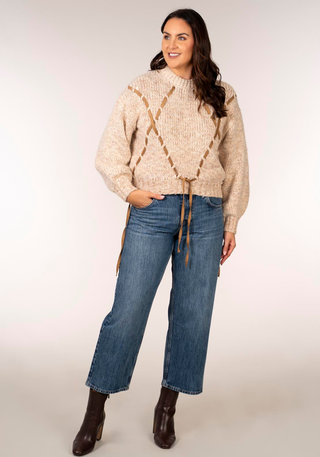 Molly Long Sleeve Detail Pullover - Beige
