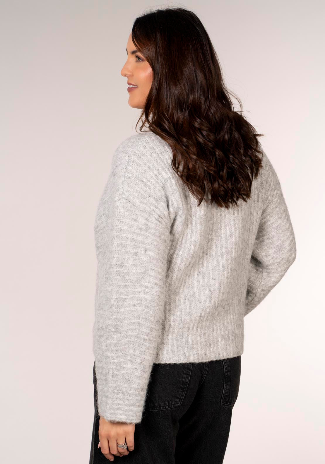 Topshop Kimmie Balloon Sleeve Pullover - Concrete Grey 3 Shaws Department Stores