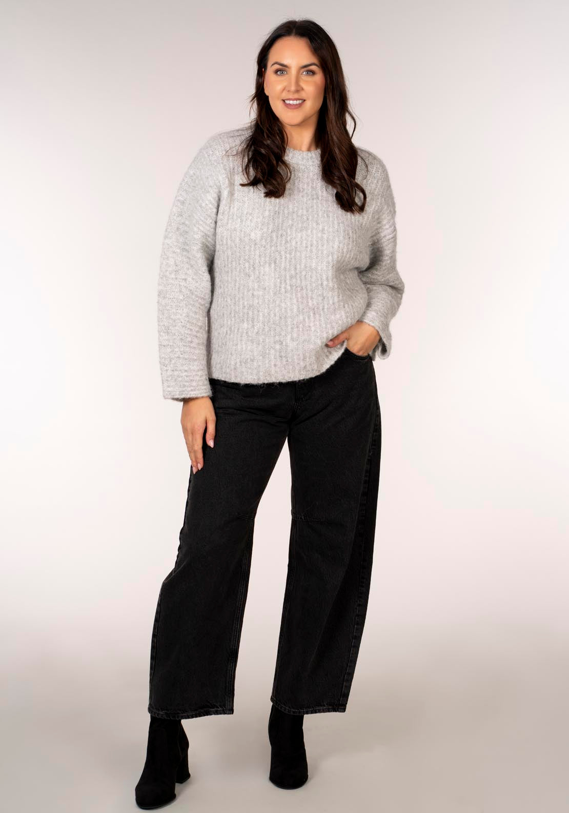 Topshop Kimmie Balloon Sleeve Pullover - Concrete Grey 6 Shaws Department Stores