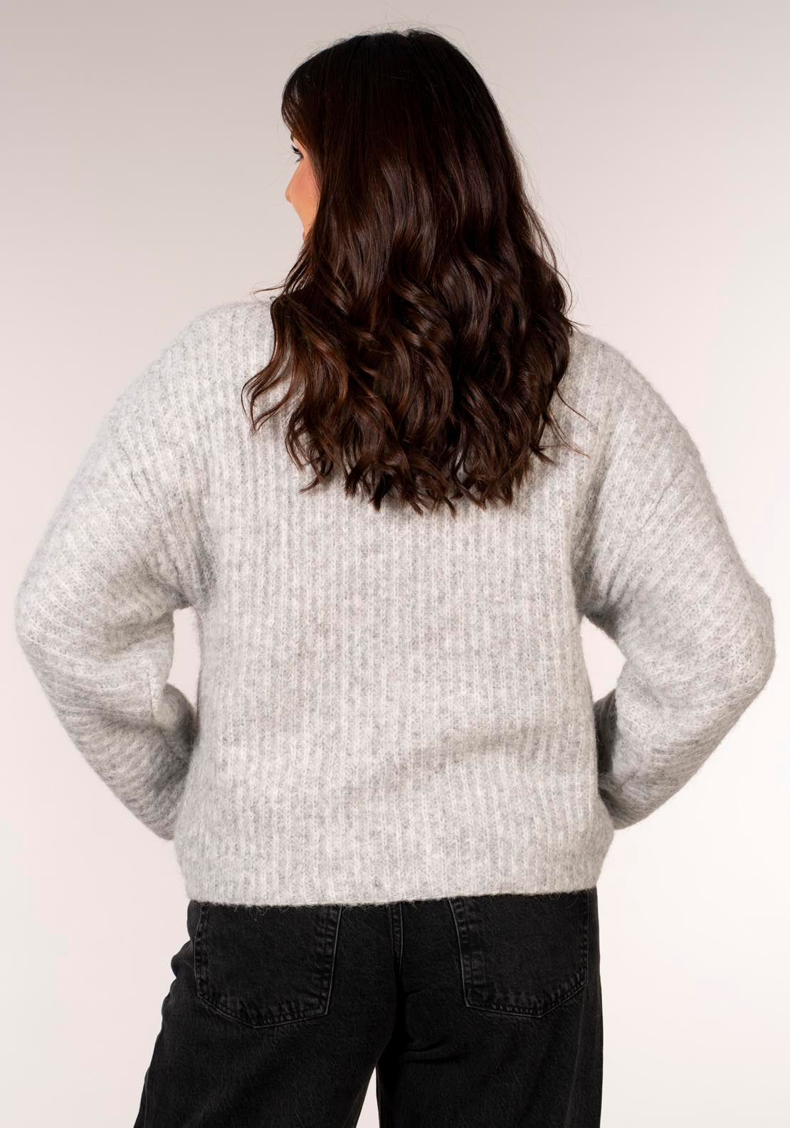 Topshop Kimmie Balloon Sleeve Pullover - Concrete Grey 2 Shaws Department Stores