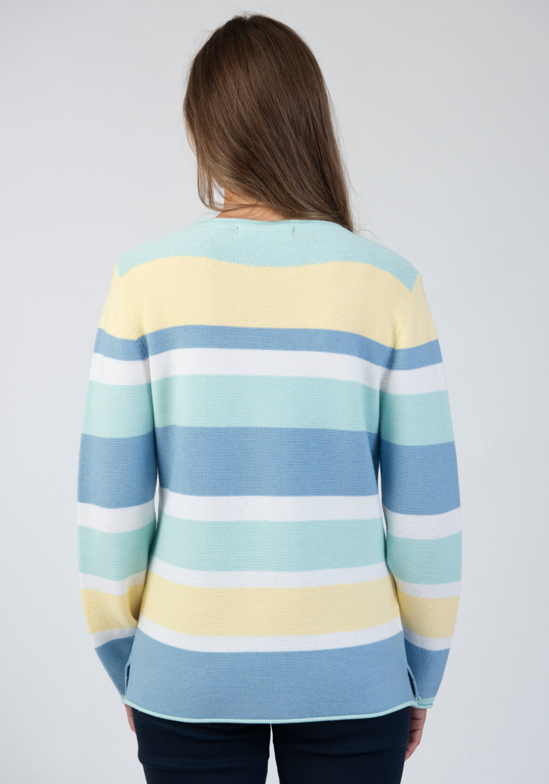 Tea Lane Stripe Slim Knit Sweater - Green 2 Shaws Department Stores