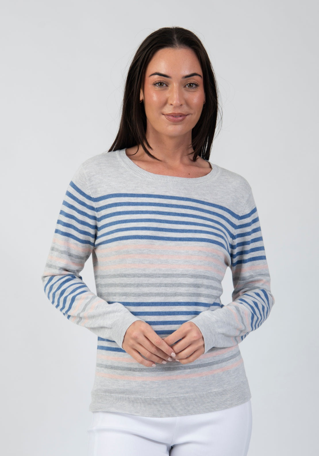 Tea Lane Stripe Knit Top - Blue 1 Shaws Department Stores