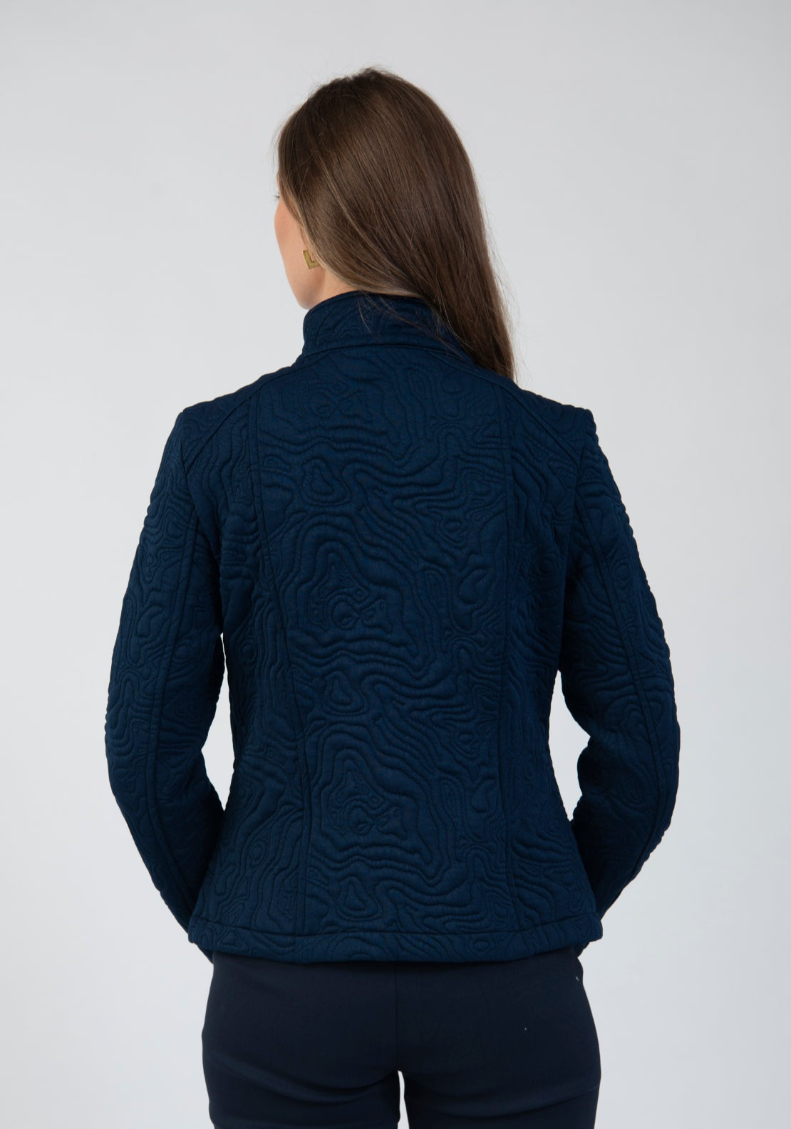 Tea Lane Full Zip Textured Organic Line Jersey Jacket - Blue 2 Shaws Department Stores