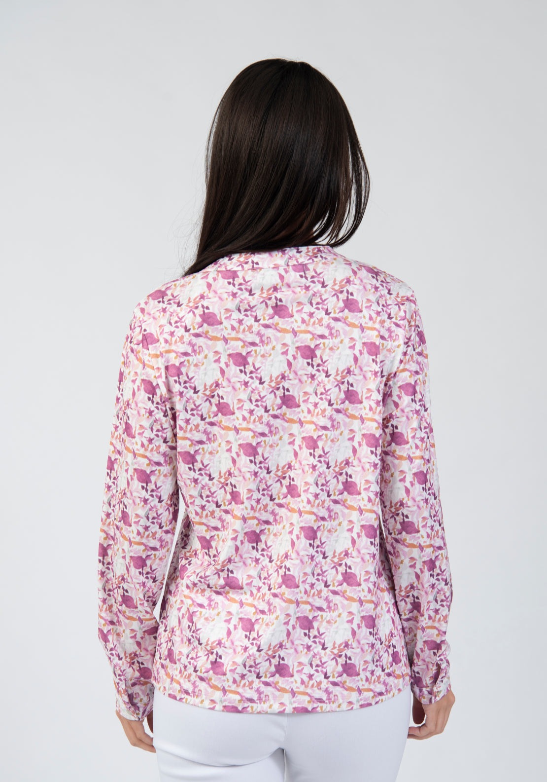 Tea Lane Floral Printed Notch Neck Blouse - Pink 2 Shaws Department Stores