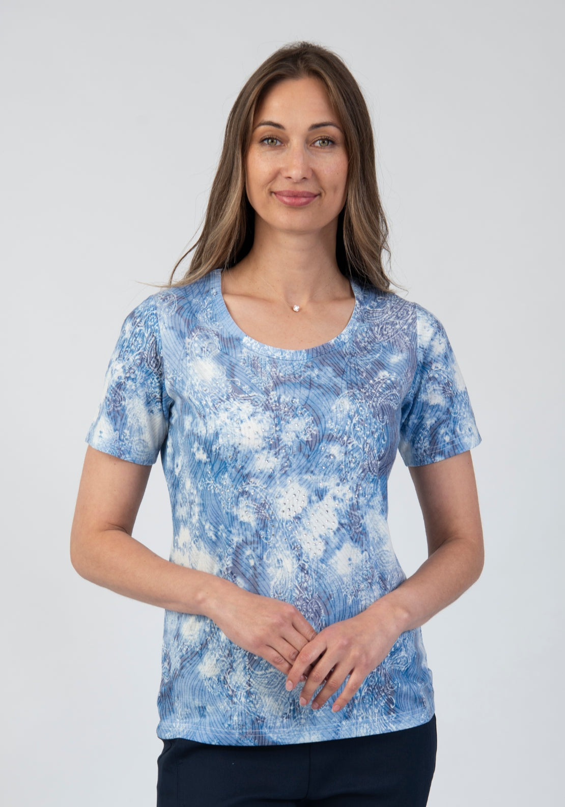 Tea Lane Abstract Floral T Shirt - Blue 1 Shaws Department Stores