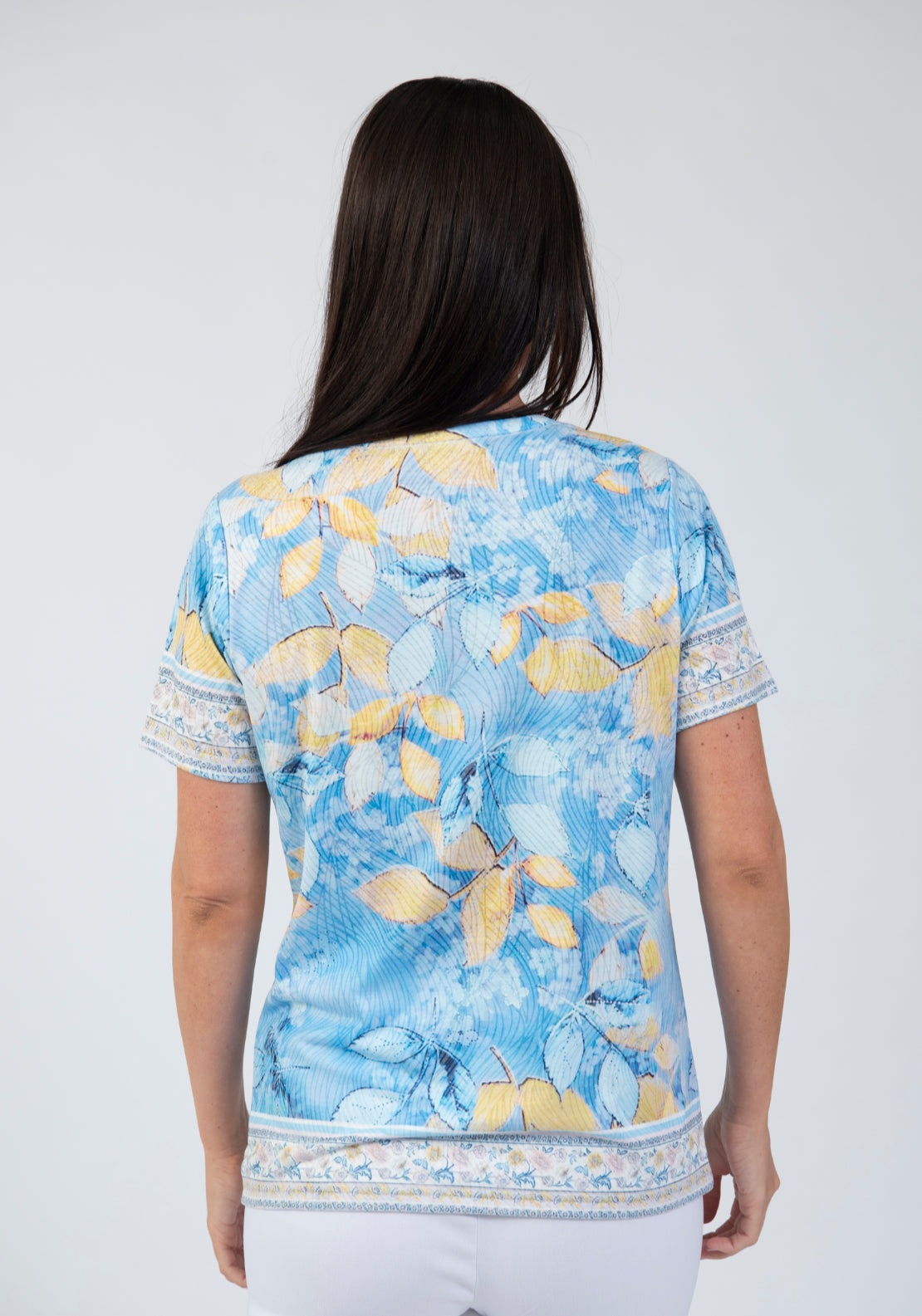 Tea Lane Short Sleeve Abstract T Shirt - Blue 2 Shaws Department Stores
