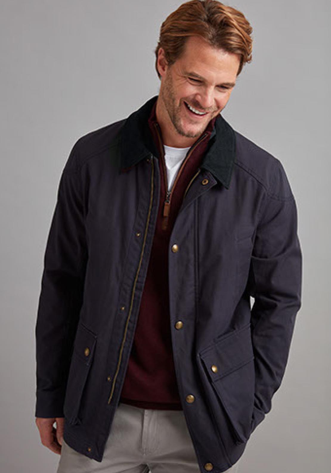 Vedoneire Traditional Wax Jacket - Blue 1 Shaws Department Stores