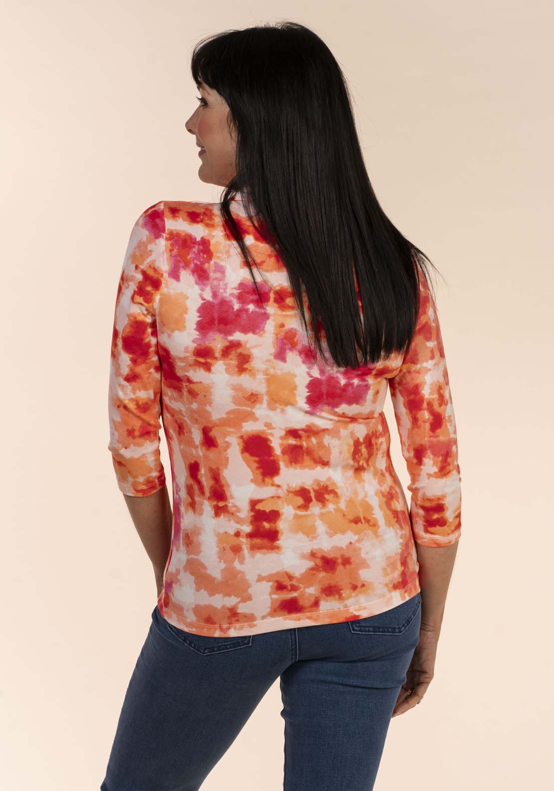 Tea Lane Tiedye Collar Top - Red / Orange 2 Shaws Department Stores