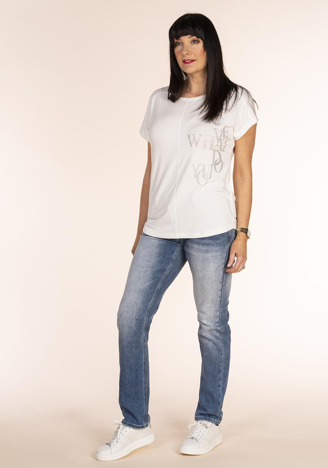 Tea Lane Word Print Top - White 5 Shaws Department Stores
