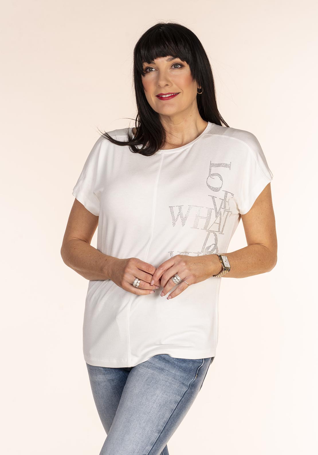 Tea Lane Word Print Top - White 1 Shaws Department Stores