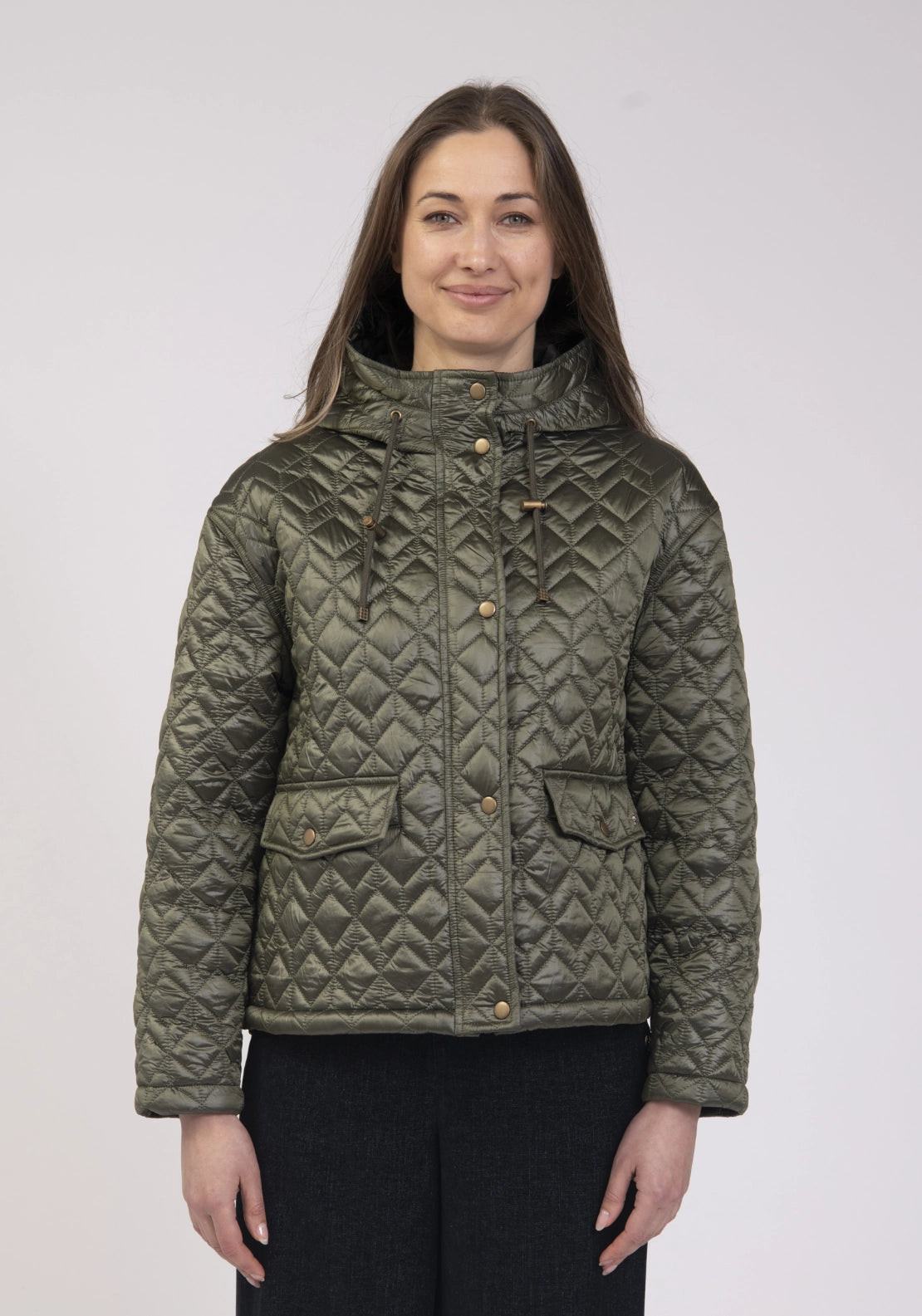 Quilted Hooded Jacket - Khaki
