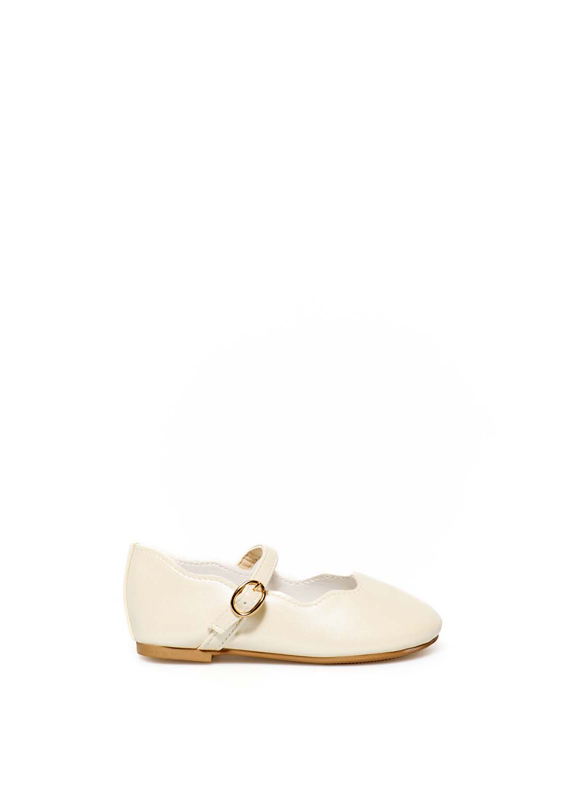 Sfera Scalloped pearly-finish ballet flats - White 2 Shaws Department Stores