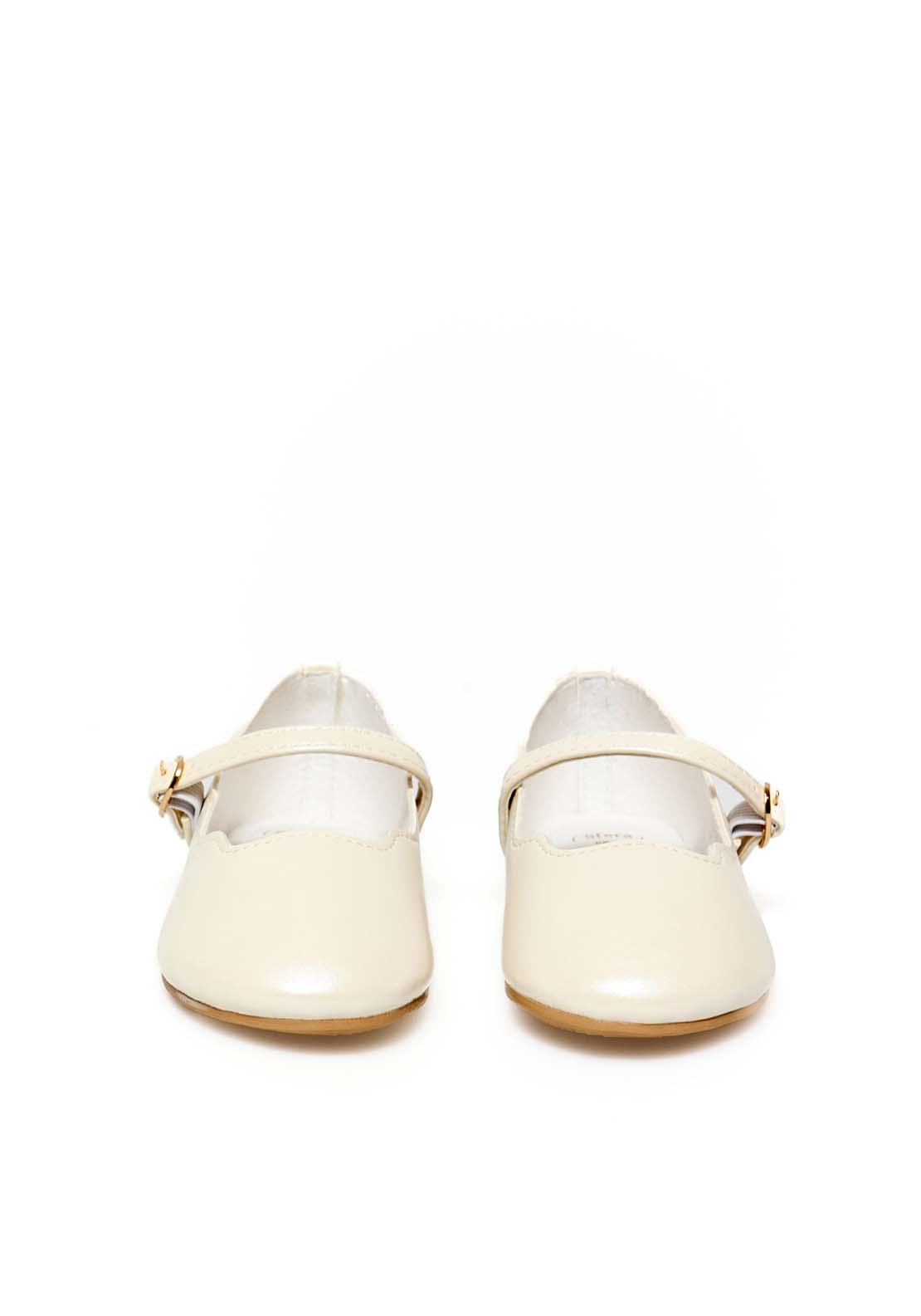 Sfera Scalloped pearly-finish ballet flats - White 3 Shaws Department Stores