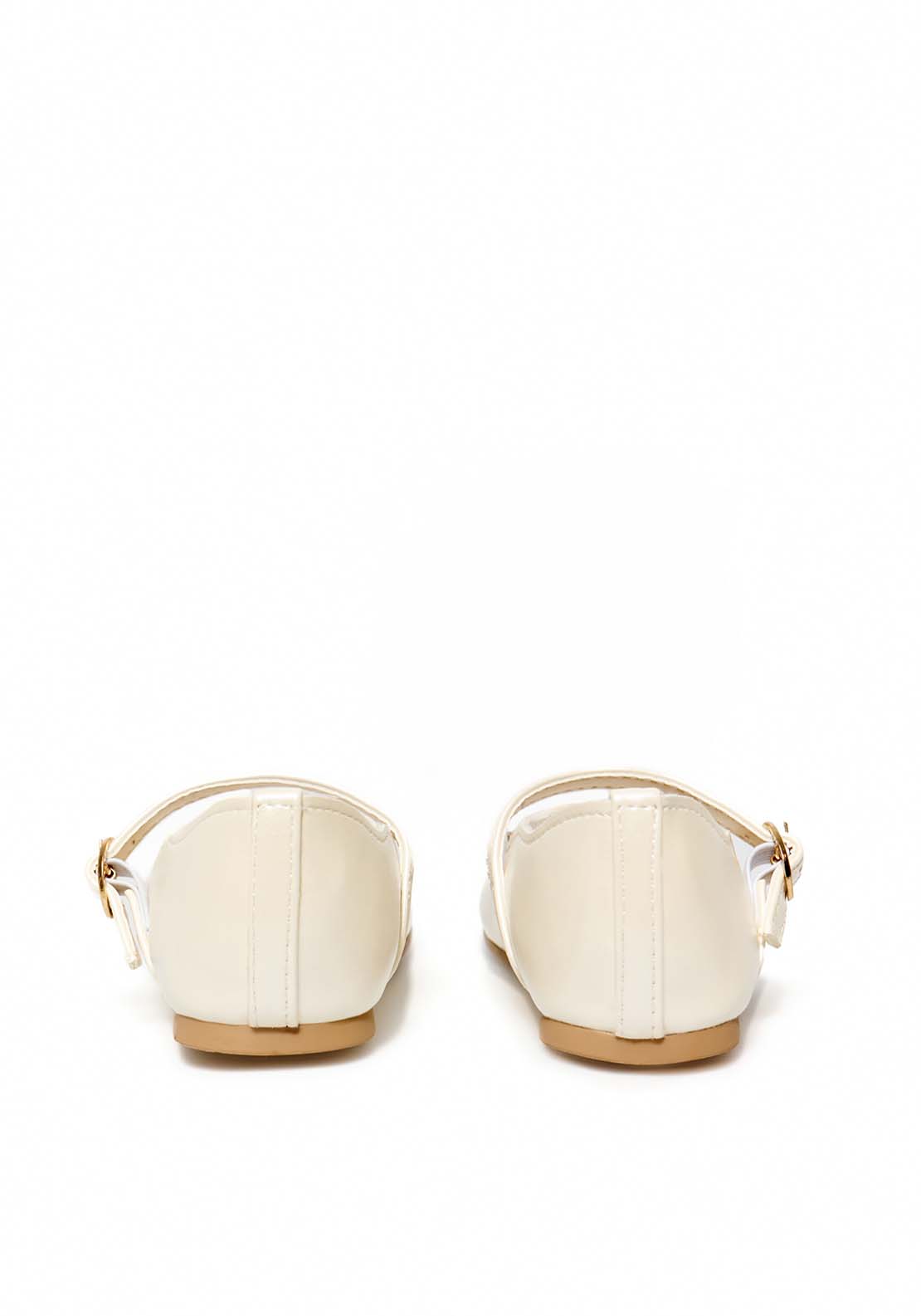 Sfera Scalloped pearly-finish ballet flats - White 5 Shaws Department Stores