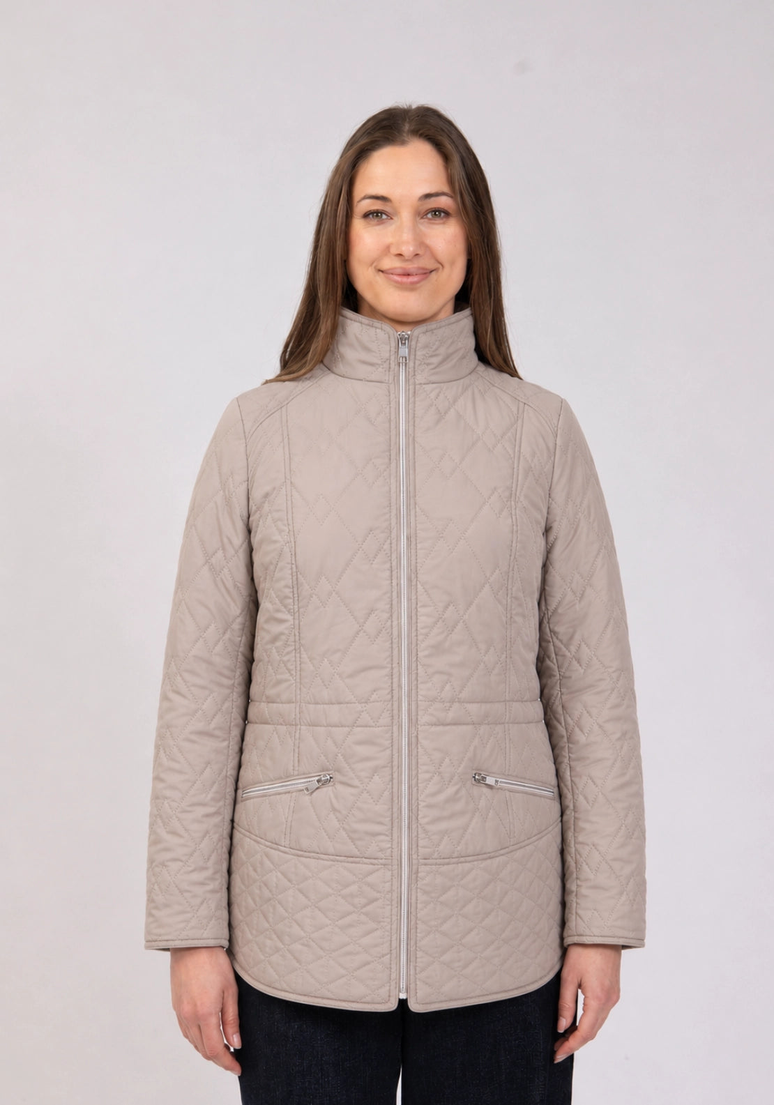 Quilted Longline Jacket - Stone
